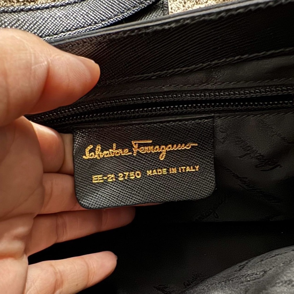 Salvatore Ferragamo Saffiano Gancio Leather Shoulder Bag - Picture 11 of 11